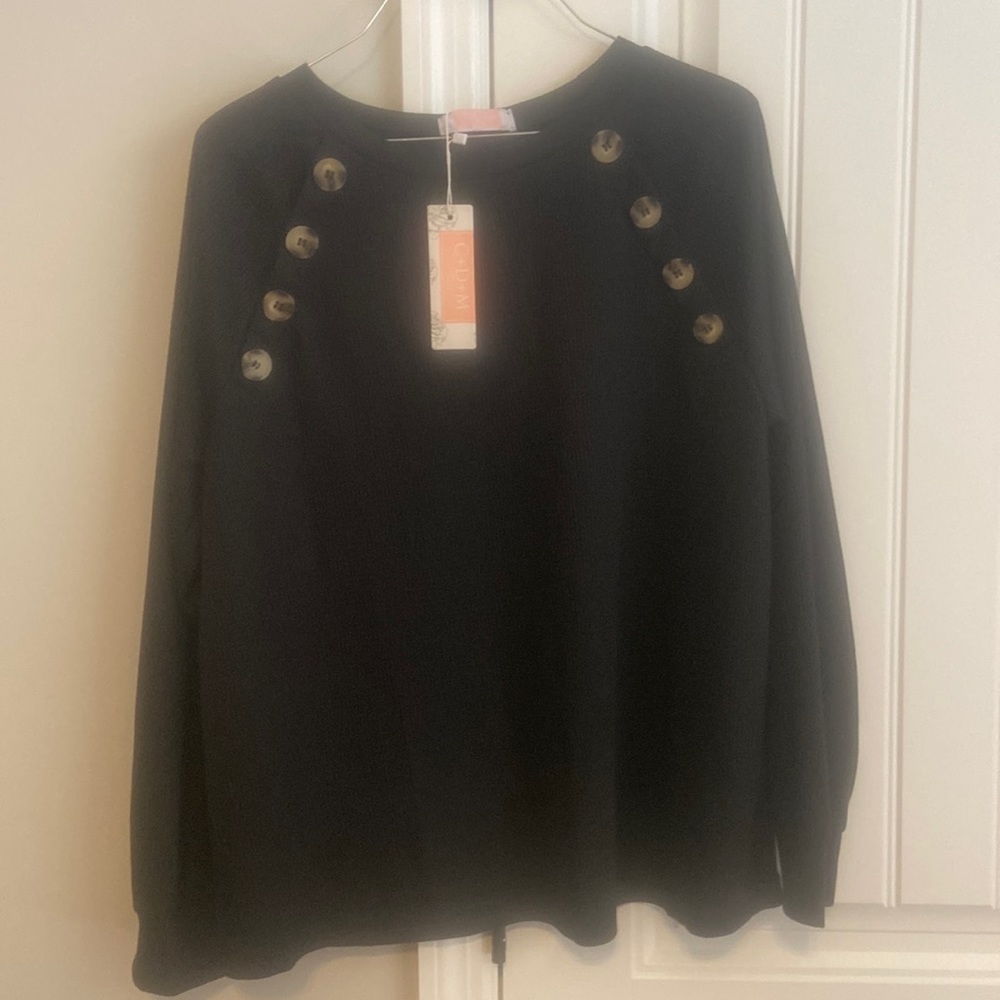 Black Long Sleeve  w/ Button Detail